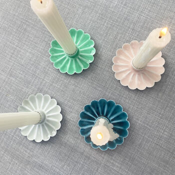 Enamel Flat Flower Candle Holder, 2 of 5