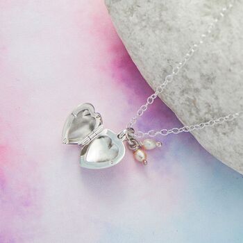 Heart Locket Sterling Silver Necklace With Pearl, 6 of 11
