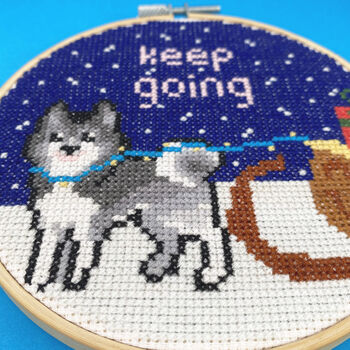 Keep Going Husky Cross Stitch Kit, 9 of 9
