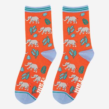 Women's Elephant Print Bamboo Socks, 5 of 5