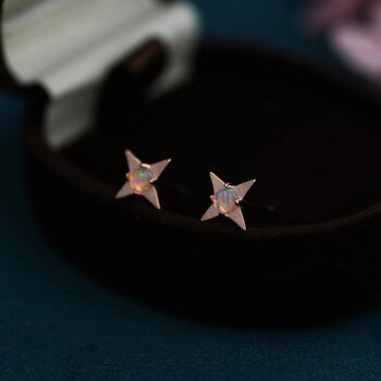 Star Opal Stud Earrings In Sterling Silver, 4 of 12