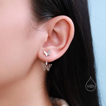Sterling Silver Butterfly Ear Jacket, 4 of 12