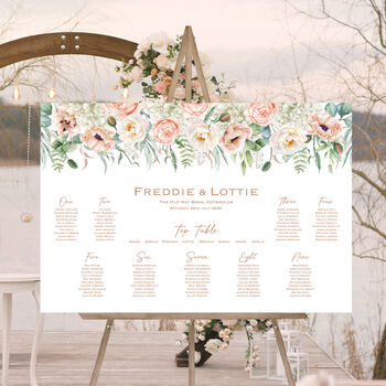 Wedding Seating Table Plan In Peach Pink Florals, 3 of 6