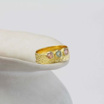 Rose And Aqua Chalcedony Gold Ring, 3 of 7