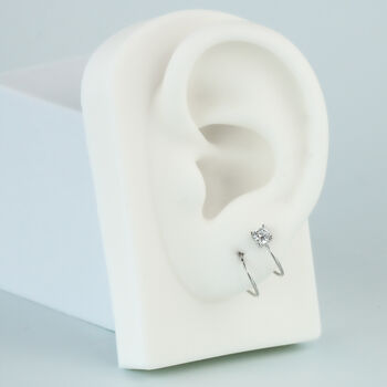 Sterling Silver Crystal Detail Spiral Hoop Earrings, 2 of 4