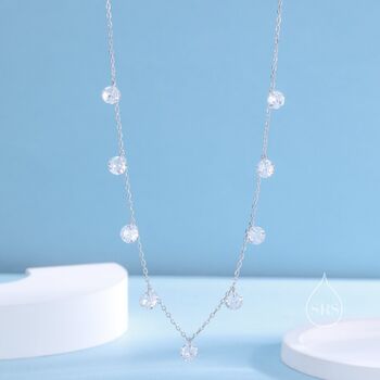 Clear Cz Dangle Necklace In Sterling Silver, 2 of 10