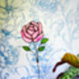 Pink Rose Flower Stem Faux Glass Flowers, thumbnail 2 of 11