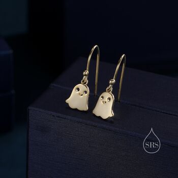 Little Ghost Drop Hook Earrings In Sterling Silver, 3 of 9