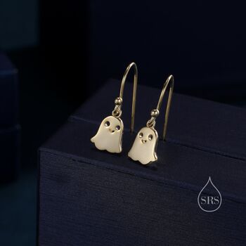 Little Ghost Drop Hook Earrings In Sterling Silver, 3 of 10