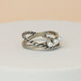 Pearl Detail Double Band Crossover Ring, thumbnail 1 of 3