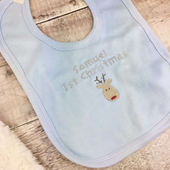 Personalised Embroidered First Christmas Bib, 2 of 7