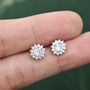 Sterling Silver Delicate Cz Flower Stud Earrings, thumbnail 5 of 12