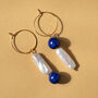 Lapis Lazuli And Keshi Pearl Hoop Earrings, thumbnail 1 of 5