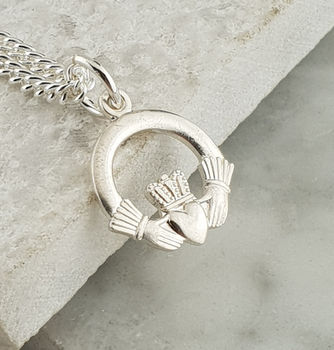 Symbol Of Love Claddagh Necklace In Silver, 2 of 5