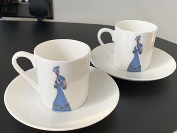 Peacock Print Espresso Cup And Saucer Set Of Two, 2 of 3