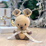 Hand Knitted Kangaroo Teddy With Personalised Ribbon, thumbnail 1 of 9
