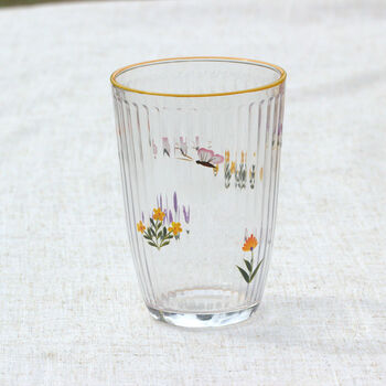 Hand Painted Floral Drinking Glass – Summer Glassware In Orange Or Blue, 5 of 9