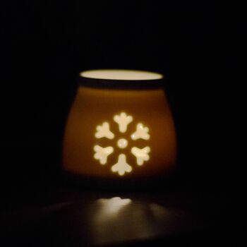 Cut Out Snowflake Ceramic White Tea Light Holder, 4 of 4