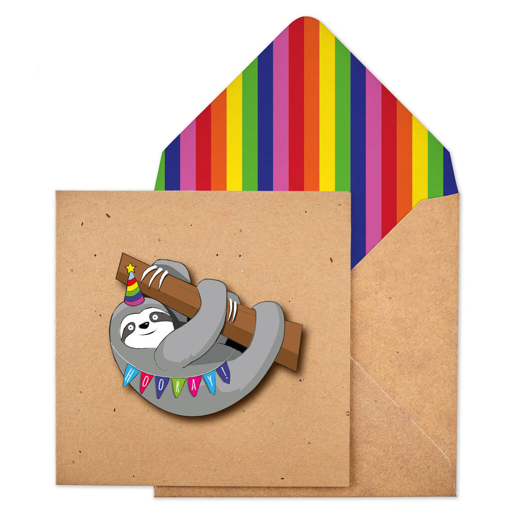 Handmade Happy Birthday Sloth Personalised Card, 1 of 5