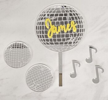 Disco Cake Topper Set, Disco Cake Charms, Disc Theme, 3 of 3