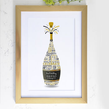 Personalised Pearl Anniversary Champagne Word Art, 2 of 8