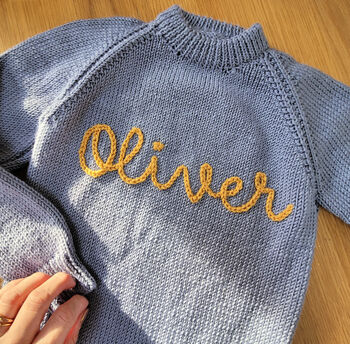 Personalised Name Embroidered Child's Knitted Jumper, 4 of 10