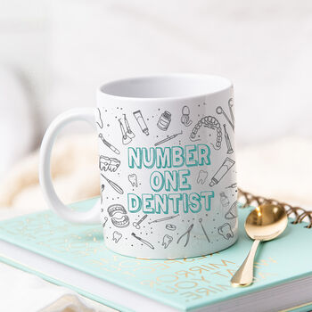 Number One Dentist Orthodontist Doodles Ceramic Mug, 3 of 5