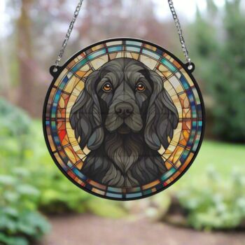 Cocker Spaniel Black Stained Glass Effect Suncatcher, 2 of 5