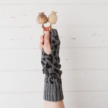 Leopard Lambswool Knitted Wrist Warmers, 2 of 12