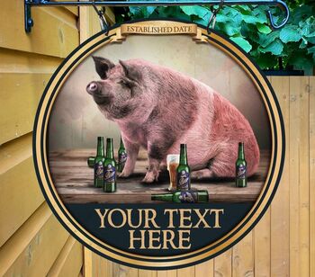 Pig And Bottle Personalised Pub Sign/Bar Sign/Man Cave, 2 of 8
