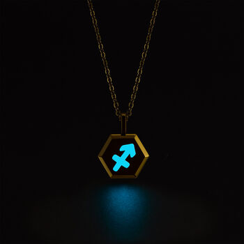 Sagittarius Zodiac Glowing Pendant Necklace With Uv Keyring Torch, 4 of 12