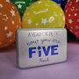 Personalised 5th Birthday Activity Ideas Tin, thumbnail 1 of 8