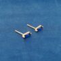 925 Sterling Silver Blue Baguette Stud Earrings, thumbnail 2 of 8
