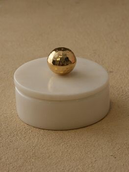 Handmade Black Marble Storage Box Brass Handle, 2 of 3