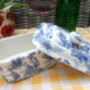 Lidded Butterdish In Blue Toile Design, thumbnail 5 of 10
