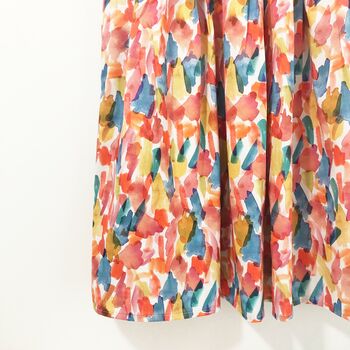 Paint Strokes Printed Cotton Midi Skirt, 5 of 6