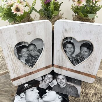 Personalised Double Heart Photo Frame, 5 of 7