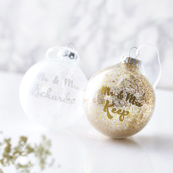 Personalised Mr And Mrs Sparkle Bauble, 2 of 3