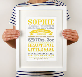 Personalised New Baby Details Print, 4 of 8