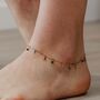 Gold Plated And Silver Colourful Dangle Dainty Anklets, thumbnail 3 of 4