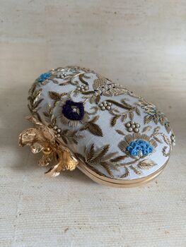 Flower Clasp Oval Off White Clutch, 8 of 9