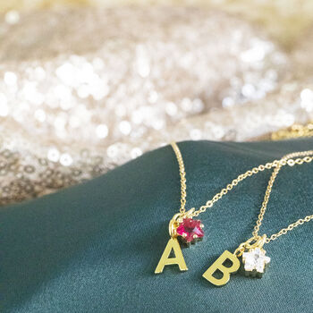 Gold Plated Initial And Birthstone Star Necklace, 6 of 9