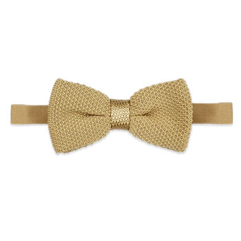 Men's Knitted Bow Tie In Beige | Perfect Wedding Neck Tie For Groomsmen | Gents Woven Tie, 4 of 9