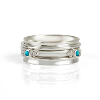 Rajalita Love Turquoise Silver Spinning Ring, 3 of 12