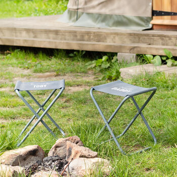 Personalised Foldable Camping Stool In Grey, 3 of 5