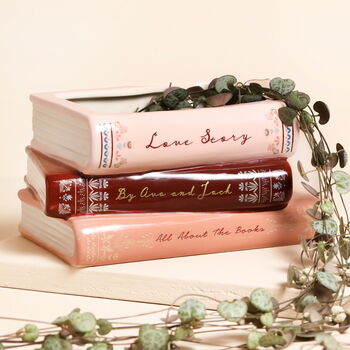 Personalised Ceramic Stack Of Books Planter, 3 of 4