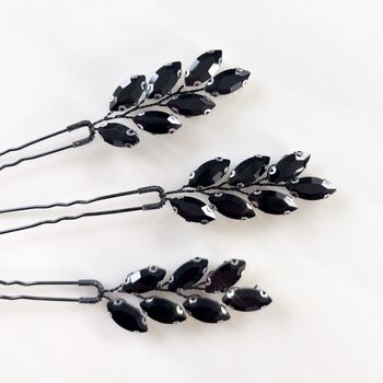 Large Black Crystal Hair Pins, 4 of 4
