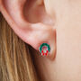Sterling Silver And Crystal Christmas Wreath Earrings, thumbnail 1 of 3