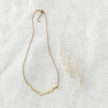 Fair Trade Handmade Minimalist Brass Clavicle Necklace, 4 of 11
