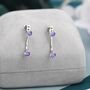 Sterling Silver Double Amethyst Purple Cz Ear Jacket, thumbnail 3 of 11